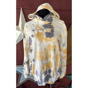 Nike Tie-Dye Acid Wash Hoodie Sweater Mens Small Swoosh Gray Yellow Embroidere